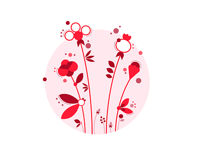 flowers bouquet flat flowers gentle illustration illustrator red shape shapes