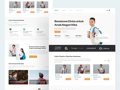 Scholer - Scholarship Landingpage app branding design illustration illustrator logo mockups ui ux vector