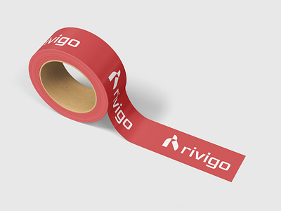 Rivigo logo re-design 3d branding clean design flat graphic design identity illustration logistic logo minimal mockup red rivigo simple tape truck unicorn vector white