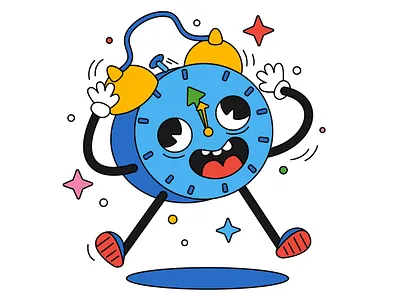 Deadline ⏰ adobe illustrator alarm cartoon character clock colorful deadline design emotions illustration traditional cartoon vector