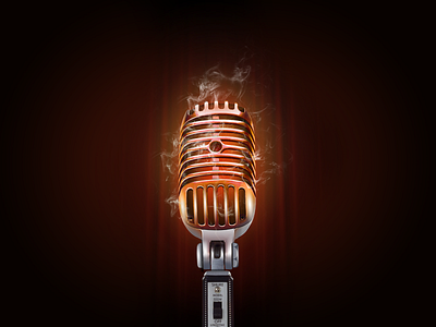 Microphone band classic concert disco hot karaoke microphone music party photo manipulation red retouch singer sound stereo