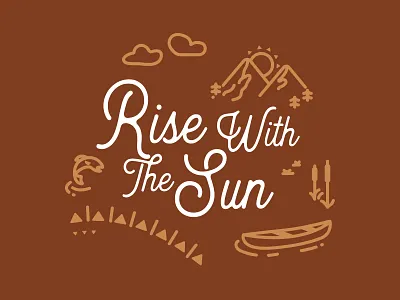 Rise | Rest: Rise with the Sun badge camp camping design fish illustration logo loon mountain outdoors patch tent