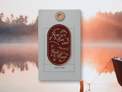 Rise | Rest Enamel Pin badge camp camping cup design enamel pin fish illustration logo loon mountains outdoors patch pin sunrise tent