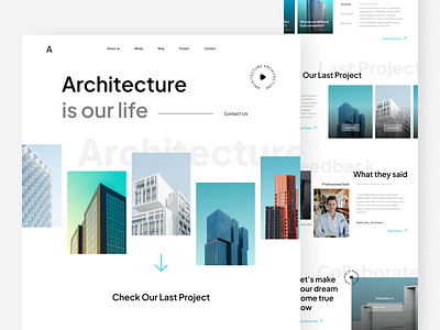 Arc Landing Page arc architecture art bold building clean creative design graphic design layout real estate service ui ux web web design white