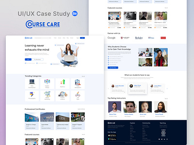 Course Care Online Learning Platform UX UI Case Study app design apps branding design graphic design illustration landing page learning website logo online course website online website ui ui design user interface ux design website