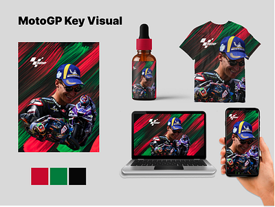 MotoGP Key Visual app branding color darryn binder design ducati fabio quartararo graphic design illustration jorge martin key visual laptop motogp poster racing shirt smartphone vector wallpaper yamaha