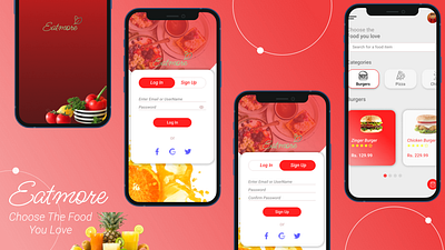 EatMore Food Ordering App UI 3d animation app branding design graphic design illustration logo ui vector