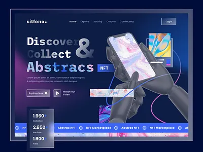 NFTs - Website Design abstract nft dark web design design hero design hero nft landingpage nft design nft web design ui uidesign webdesign