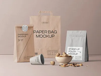 Coffee Set With Pouch Mockups And Nuts Front View coffee