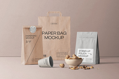 Coffee Set With Pouch Mockups And Nuts Front View coffee