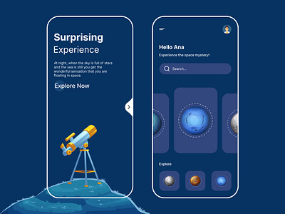 Space Adventure App ☄️ android app app app design bitmate bitmatestudio design ios app mobile mobile app mobile app screens mobile ui mobileui planet space stars ui uiux universe ux ux ui design