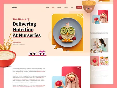Nutrition landing page baby baby food blog blog design children diet diet program food foodie landing page health healthy food landing page nurseries nutrition ui ui experience uidesignhunt uiux ux web experience