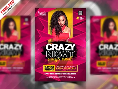 Premium Night Club Party Flyer PSD creative design design event flyer flyer design free design free flyer free psd graphic design music event night club party flyer photoshop psd free psd template