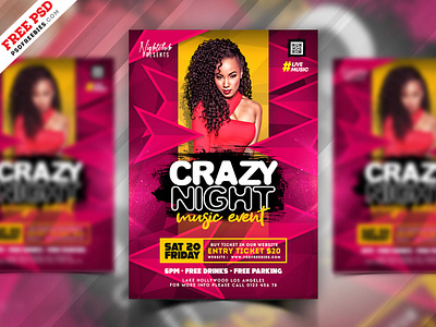 Premium Night Club Party Flyer PSD creative design design event flyer flyer design free design free flyer free psd graphic design music event night club party flyer photoshop psd free psd template