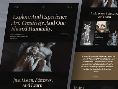 🗿 Artivity - Art Exhibition Landing Page art big bigtypography brown clean exhibition landing landingpage retro slab slabdsgn statue ui uiux uiuxdesign ux vintage website