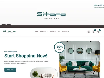 Sitara Furniture – Premium Online Furniture Store ecommerce furniture nextjs nodejs react ui website zenbyte technology