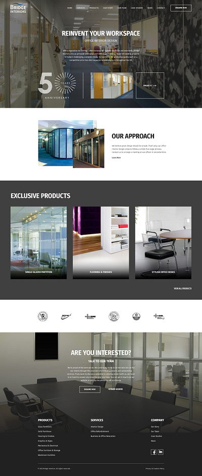 Corporate Office Interior Design Website - Modern & Professional figma landing page design ui ux