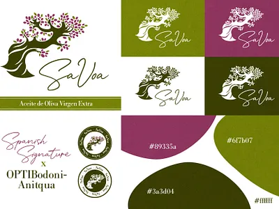 Sa Voa - Extra Virgin Olive Oil Logo bold color branding design flat food graphic design illustration logo olive oil