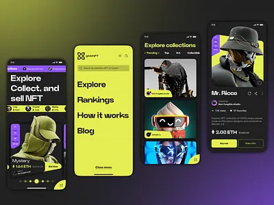 Glob NFT Marketplace Mobile 3d app art branding crypto crypto app crypto art design illustration interface logo marketplace mobile nft nft app nft art nft marketplace ui ux web design