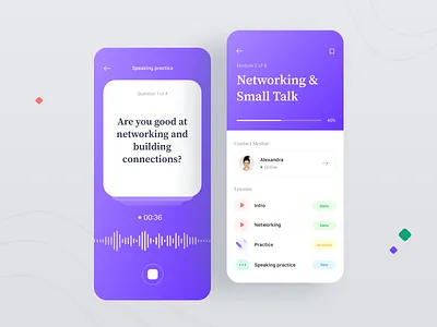Language Learning App app courses education english gradient icon language learning lesson mobile recording student ui