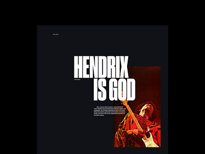 The Hendrix Experiments • Exp/1: 'HENDRIX IS GOD' animation branding clean dark fender guitar hendrix jimi hendrix landing page minimal motion music musician photography rock rock and roll rotate scroll stratocaster typography