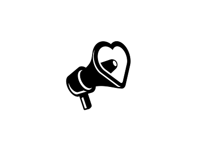 Love Propaganda action amplify black and white branding geometry heart icon logo loud mark megaphone minimal