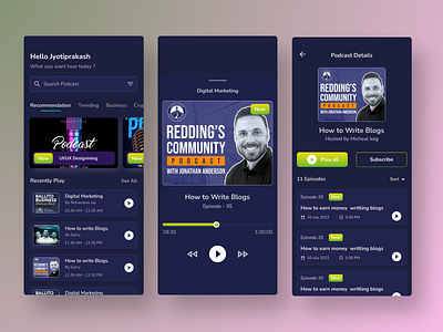 Podcast App 3d animation branding design graphic design illustration logo motion graphics ui vector