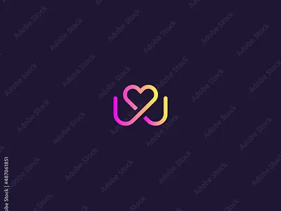 Heart W Letter logo design Template vector symbol. heart w