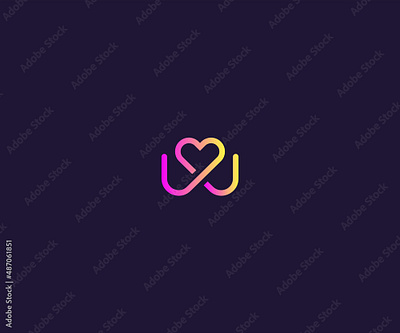 Heart W Letter logo design Template vector symbol. heart w