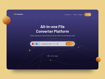 Converter File - Landing Page Exploration art convert file converter darkmode design figma flat landing page pdf ui uiux web design website