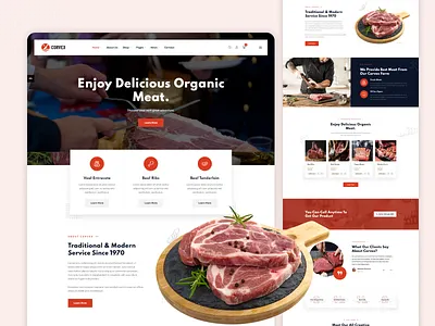 Corvex - Butcher & Meat Shop Web Design 3d business butcher butcher shop chicken design e commerce fish logo meat meat shop modern mutton online meat shop portfolio products restaurant ui ux