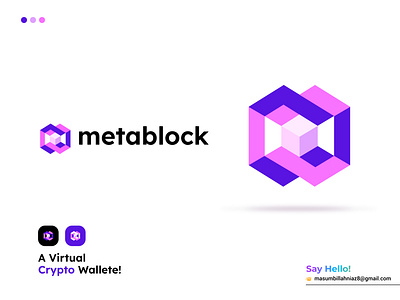 blockchain technology logo - cryptocurrency logo - branding 3d block blockchain technology logo branding crypto wallet cryptocurrency cube design graphic design letter m logo logo logo design logodesign meta minimalist mlogo vector