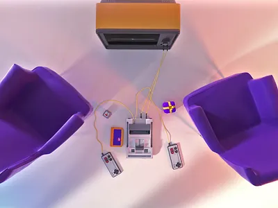 Console Game 3d 3d animation 3d art 3d motion 3d motion design 3d render animation artist c4d clean colorful console game logo motion motion design motion graphics retro