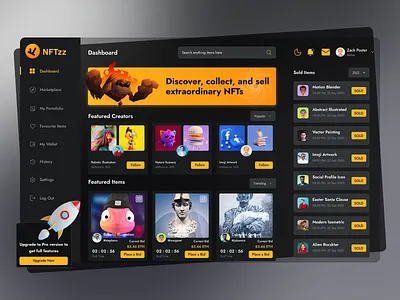 NFT Marketplace Dashboard admin admin panel analytics blockchain chart crypto wallet cryptoart design fluttertop nft nft app nft dashboard nft marketplace nft web nfts rarible ui uiux user dashboard web3