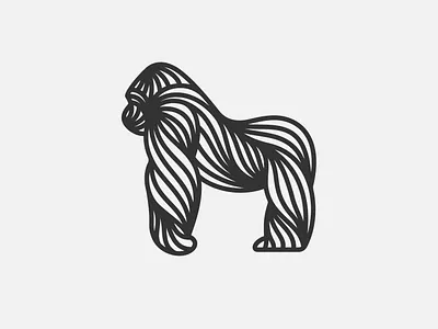 Gorilla Linear Logo ape art gorilla illustration line line art linear logo minimalist monkey simple strong