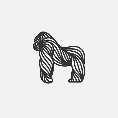 Gorilla Linear Logo ape art gorilla illustration line line art linear logo minimalist monkey simple strong