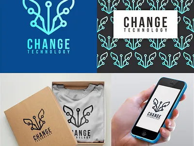 change technology logo branding design graphic design illustration logo motion graphics tecnology typography ui ux vector