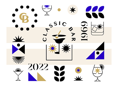 CLASSIC BAR bar branding cb classic cocktail design drink icon identity illustration logo marks pub symbol ui vector