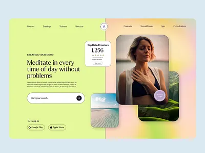 Landing page for meditation classes 3d adobe animation branding design figma graphic design illustration landing landing page logo motion graphics ui ux web website
