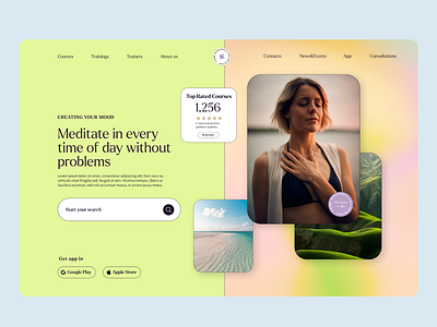 Landing page for meditation classes 3d adobe animation branding design figma graphic design illustration landing landing page logo motion graphics ui ux web website