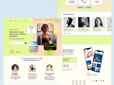 Landing page for meditation classes 3d adobe animation branding design figma graphic design graphics illustration landing landing page logo motion graphics ui ux web website