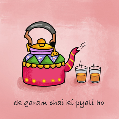 KETTLE TEA ILLUSTRATION artist design digitalartist digitalillustration graphic design illustration