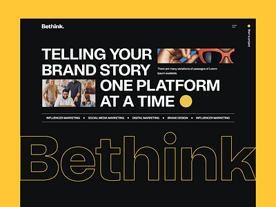 Bethink agency home page banner design concept banner banner design creative home page landing page praveen solanki prowin studio prowinstudio typography ui ui design ux