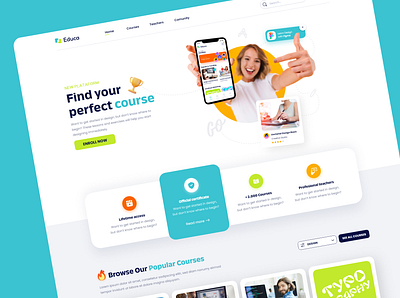 Education - Elearning Landing Page Web branding course courses educa education elearning graphic design landing learning logo page school skills teach testimonial ui ux web website woman