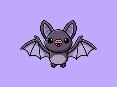 Bat adorable animal bat cartoon character children comic cute dracula flying halloween happy illustration illustrative kids mascot night smile sticker design vampire