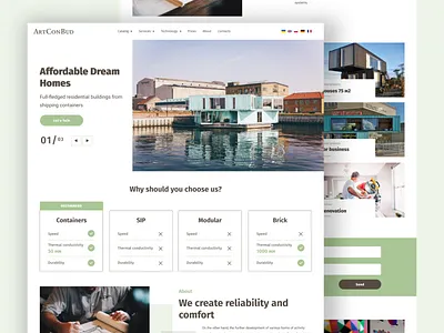 Home screen for an architecture company architacture design home home screen landing main page modern site ui ux
