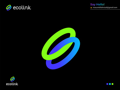 ecolink logo design concept - branding blockchain branding design eco ecology futuristic graphic design green link logo logo design minimalist technology