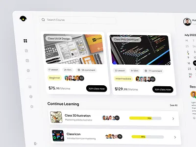 Belajaran - E Course Dasboard belajaran dasboard dasboard design e course dasboard e learning muhammad zaini ui ux