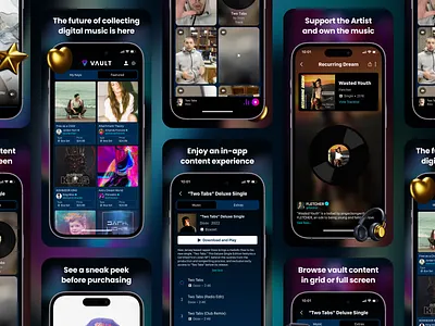 VAULT - Latest App Store Updates advertising android app store artist blockchain design designer graphic design ios iphone music player product design solana ui ui design user interface ux ux design web3