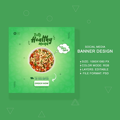 Healthy food menu web banner design banner design dribble post graphic design hridaydas99 photoshop design web web poster webposter